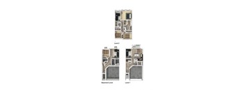 Mahoganey 4 Bed 3.5 Bath Townhome 3DF Floor Plan