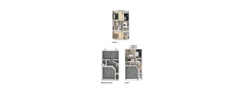 Murdock 2 Bed 2.5 Bath Townhome 3DF Floor Plan