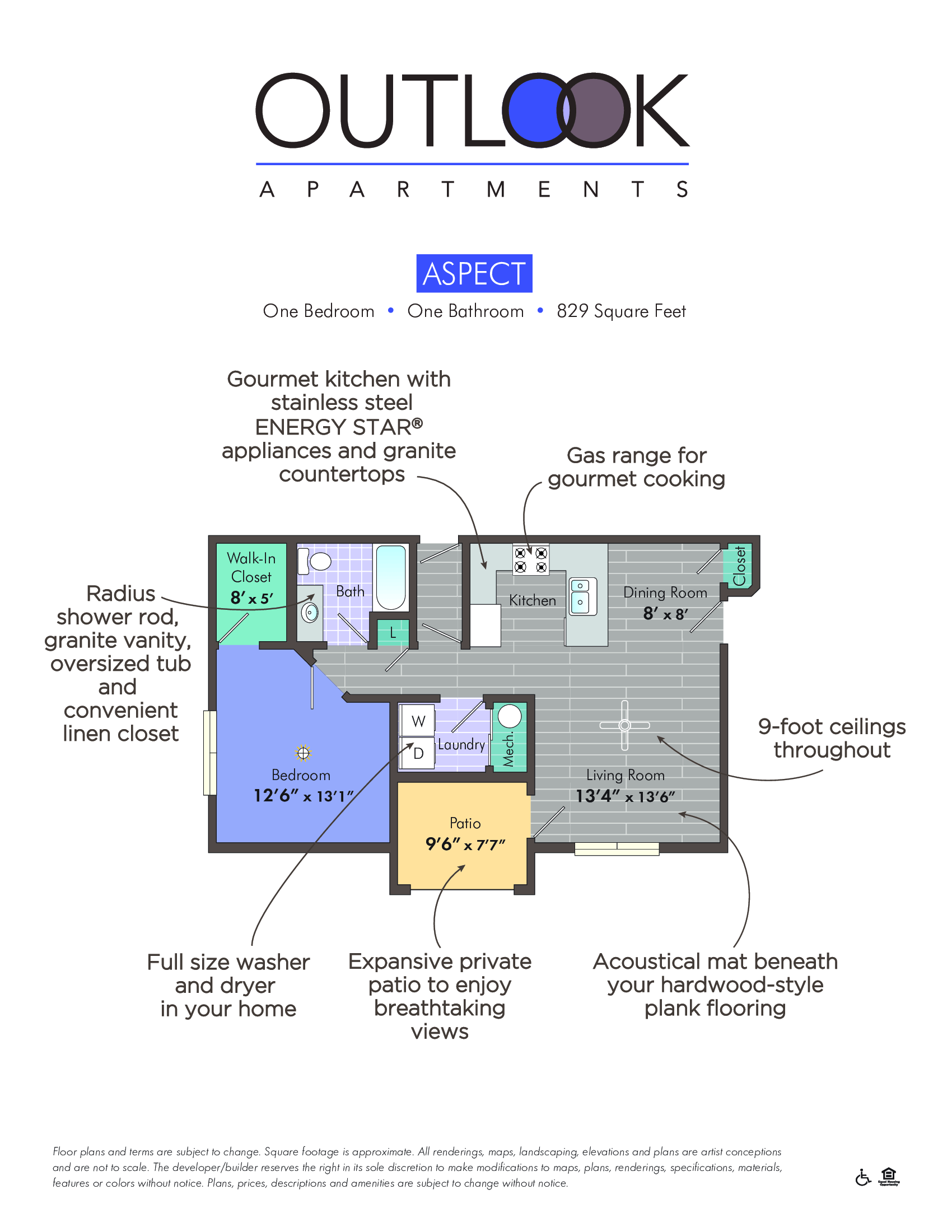 the floor plan of outook apartments