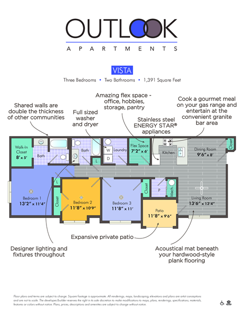 a diagram of a floor plan of outook apartments