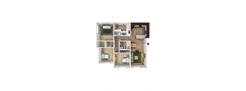 Palladium 3 Bed 2 Bath 3DF Floor Plan
