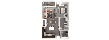 Renaissance_1 Bed 1 Bath_Aldo Floor Plan