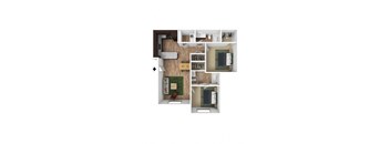 Selenium 2 Bed 2 Bath 3DF Floor Plan
