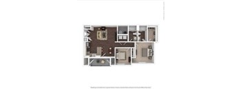 A floor plan of a house with a kitchen, living room, and bathroom.