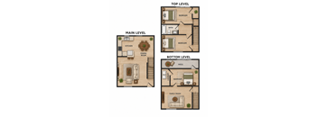A diagram shows the layout of a three-level home with labeled rooms.