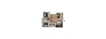 Tellurium 2 Bed 2 Bath 3DF Floor Plan