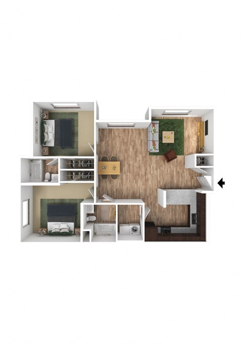 Tellurium 2 Bed 2 Bath 3DF Floor Plan