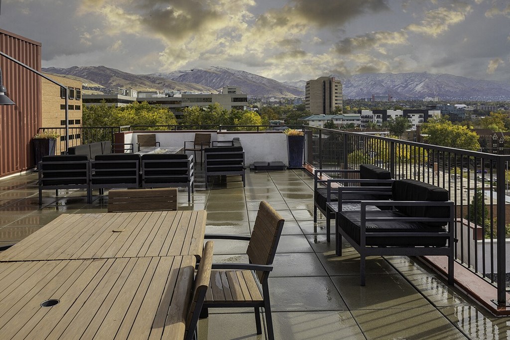 photo of the exterior deck at The Lotus Apartments in Downtown Salt Lake City, Utah