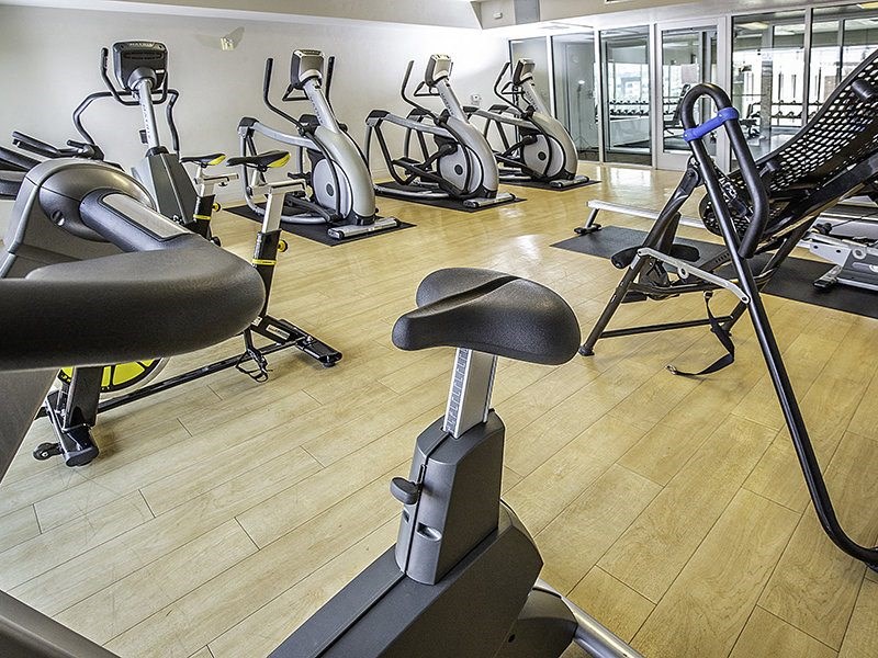 a cardio room with bikes at The Lotus Apartments for rent in Downtown Salt Lake City, Utah