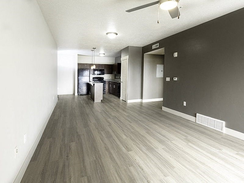 interior photo of a living room with hardwood floors from The Lotus Apartments in Downtown Salt Lake City, Utah