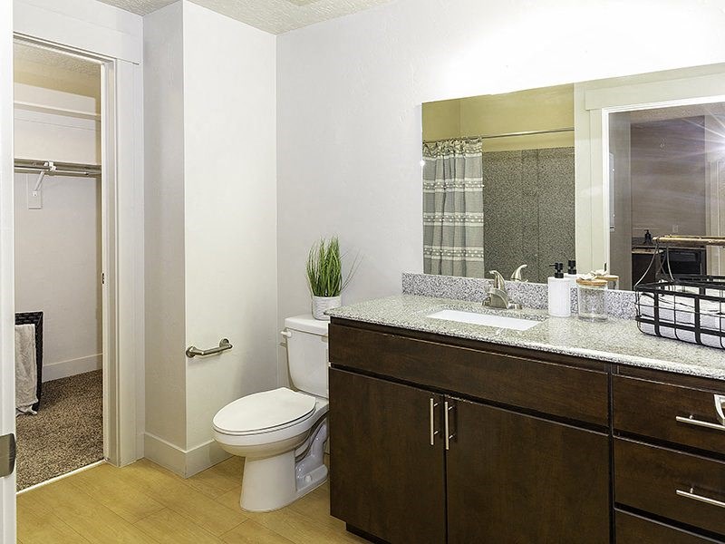 bathroom with a closet from The Lotus Apartments in Downtown Salt Lake City, Utah