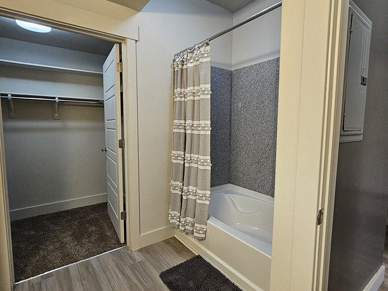 bathroom shower and tub from The Lotus Apartments in Downtown Salt Lake City, Utah