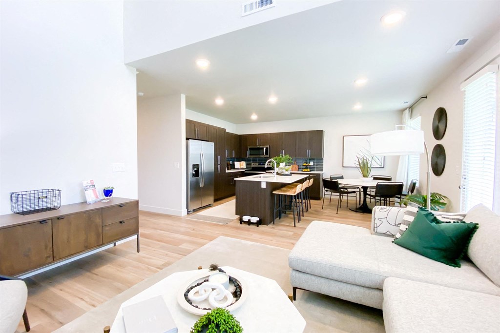 living room at Crestview at Highland townhomes in Highland, UT