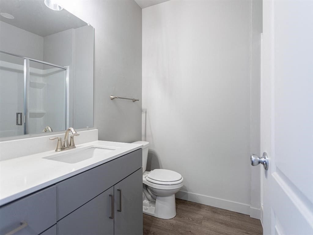 a bathroom with a sink and a toilet and a mirror