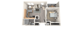 Clearfield Plaza Apartments | 1 Bed 1 Bath Apartment | 3D Floor Plan