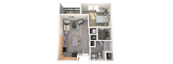 Clearfield Plaza Apartments | 1 Bed 1 Bath Apartment | 3D Floor Plan