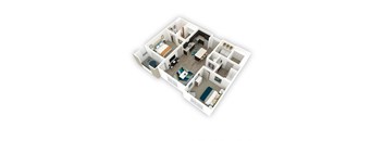 Affinity 56 | Unity 2 Bed 2 Bath Apartment | 3D Floor Plan