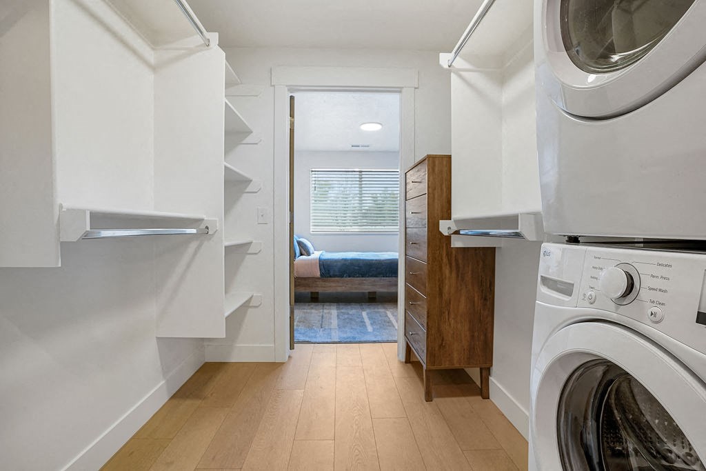 a laundry room with a washing machine and a dryer