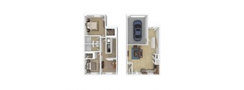 a digital rendering of the a floorplan for a townhome at Calla Homes in Milcreek, UT