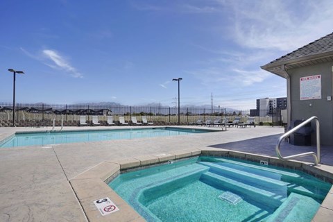 A pool with a no swimming sign on the edge.