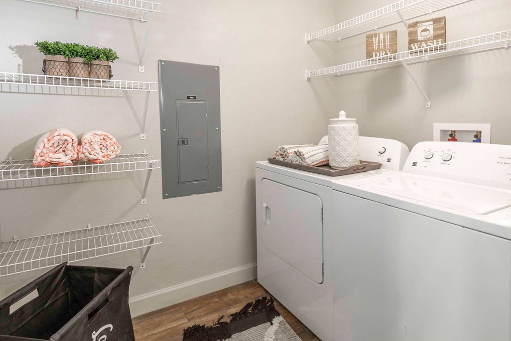 a washer and dryer in a laundry room