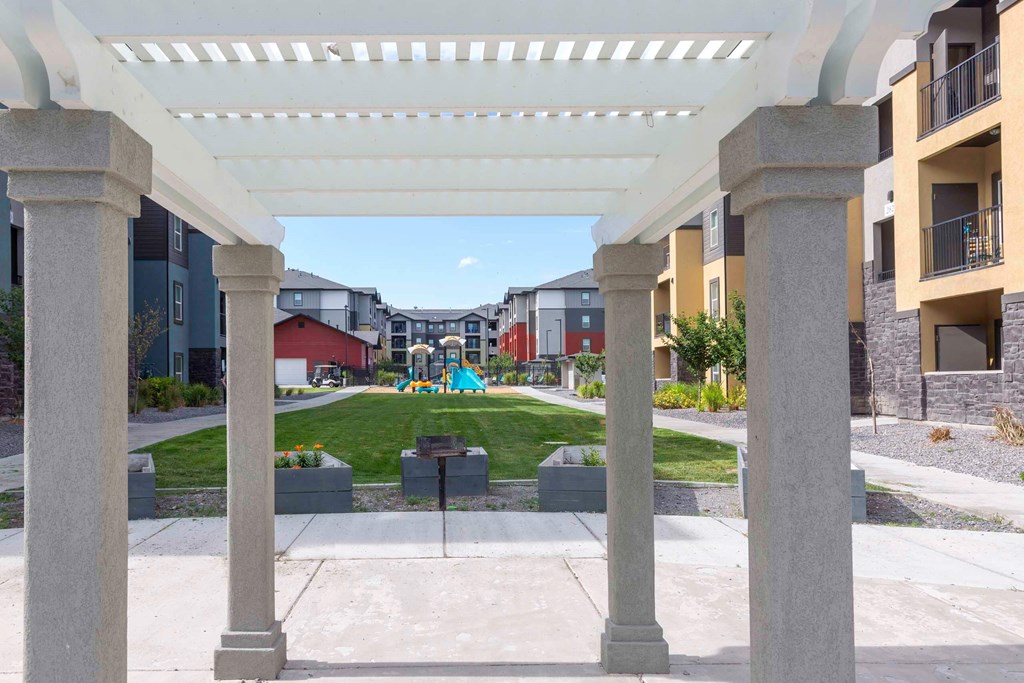 a view of the playground at the bradley braddock road station apartments