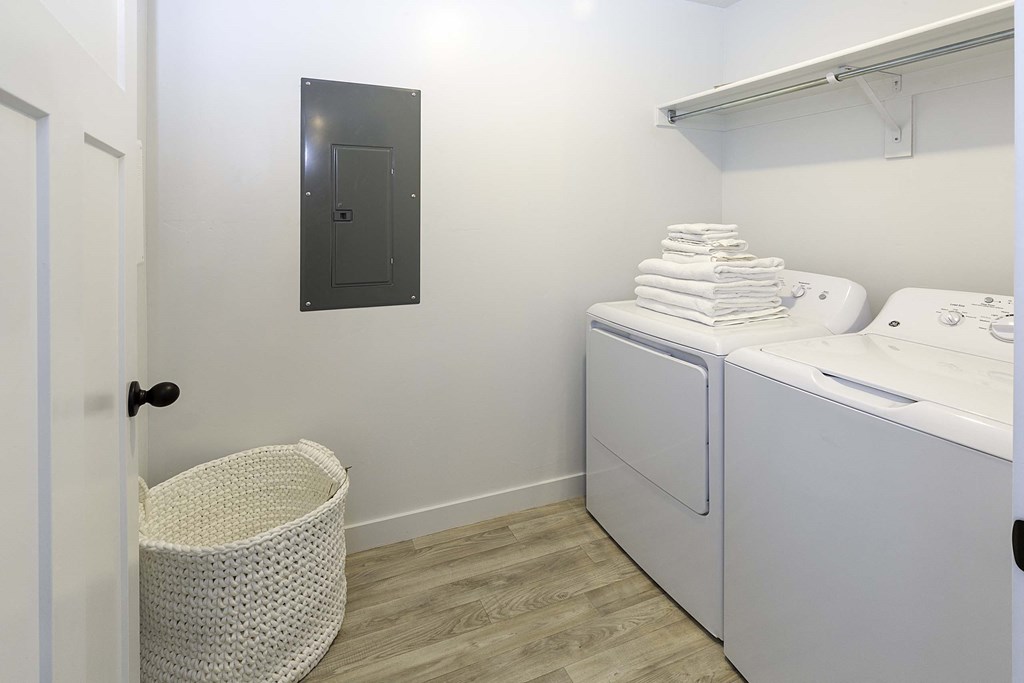 a washer and dryer in a laundry room