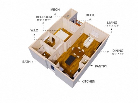 Canyon View Crossing 1 Bed 1 Bath Apartment Floor Plan