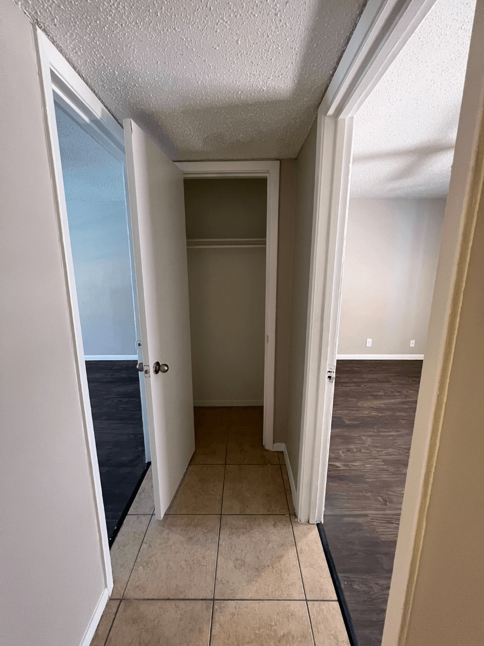 a look down the hallway of our two bedroom apartment at university gardens