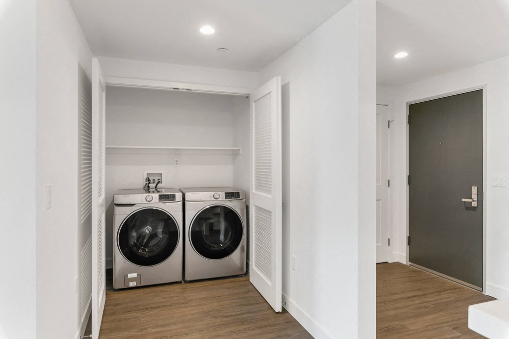 a washer and dryer in a laundry room
