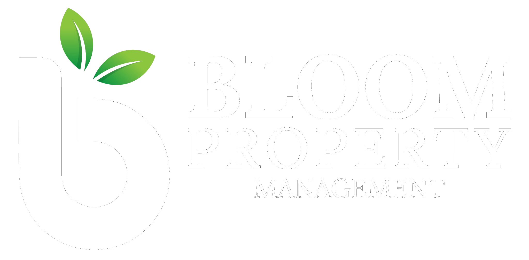 A logo for Bloom Property Management with a green leaf.