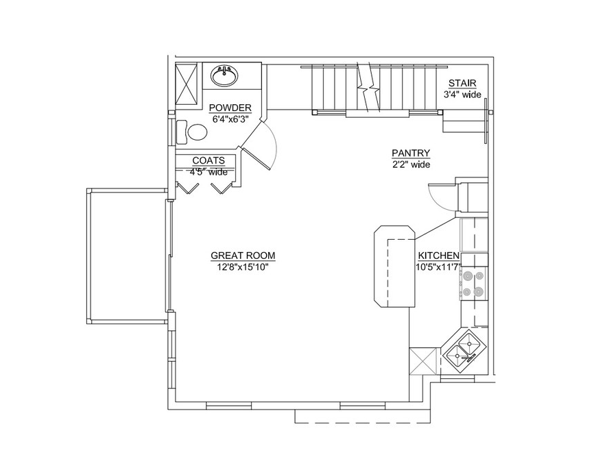 a floor plan of a small house with a bedroom and a living room