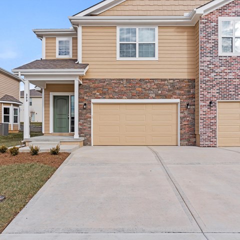 a garage door on the side of a house