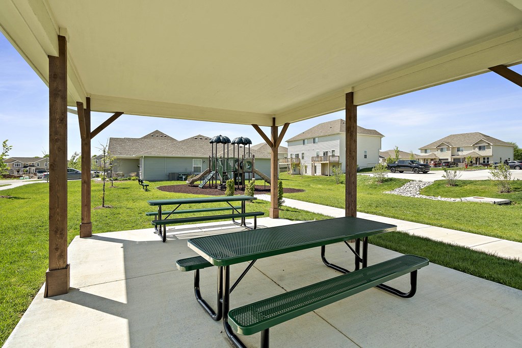 the preserve at ballantyne commons community picnic area with benches
