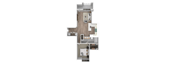a floor plan of a house with a bedroom and a living room