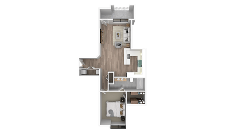 a floor plan of a house with a bedroom and a living room