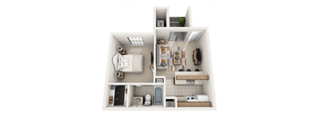 a floor plan of a 1 bedroom apartment
