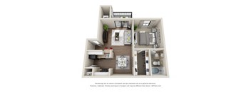 a floor plan with a bedroom and a living room