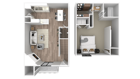 a floor plan of a bedroom with a bathroom and a living room