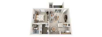 this is a 3d floor plan of a 1 bedroom apartment at the biltmore apartments