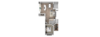 a floor plan of a house with a bedroom and a living room