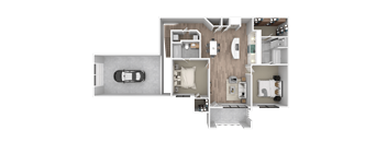 a floor plan of a bedroom with a bathroom and a living room