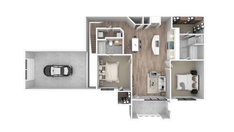 a floor plan of a bedroom with a bathroom and a living room