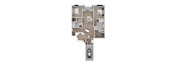a floor plan of a house with a bedroom and a living room