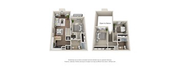 a 2 bedroom floor plan with a bathroom and a balcony