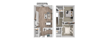 a floor plan of a bedroom with a bathroom and a living room