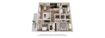 a floor plan of a 1 bedroom apartment with a fireplace and a balcony