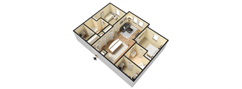 this is the second floor of the house. it has a bedroom and a living room with