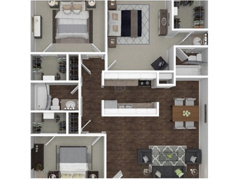 a furnished floor plan image of the cortona in cortona, ca