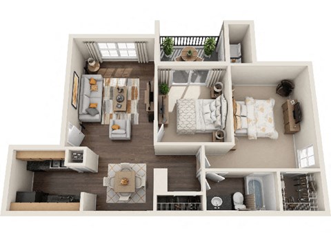 a floor plan of a 1 bedroom apartment